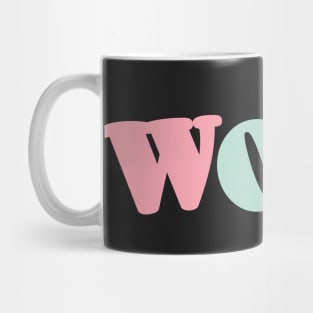 WOAH Trendy Meme Viral Dance Themed Sticker Pastel Colors Mint Pink Green Mug